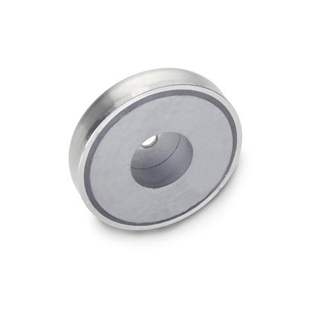 Otto Ganter Stainless Steel Retaining Magnet Disc Shaped with Bore, GN 50.45